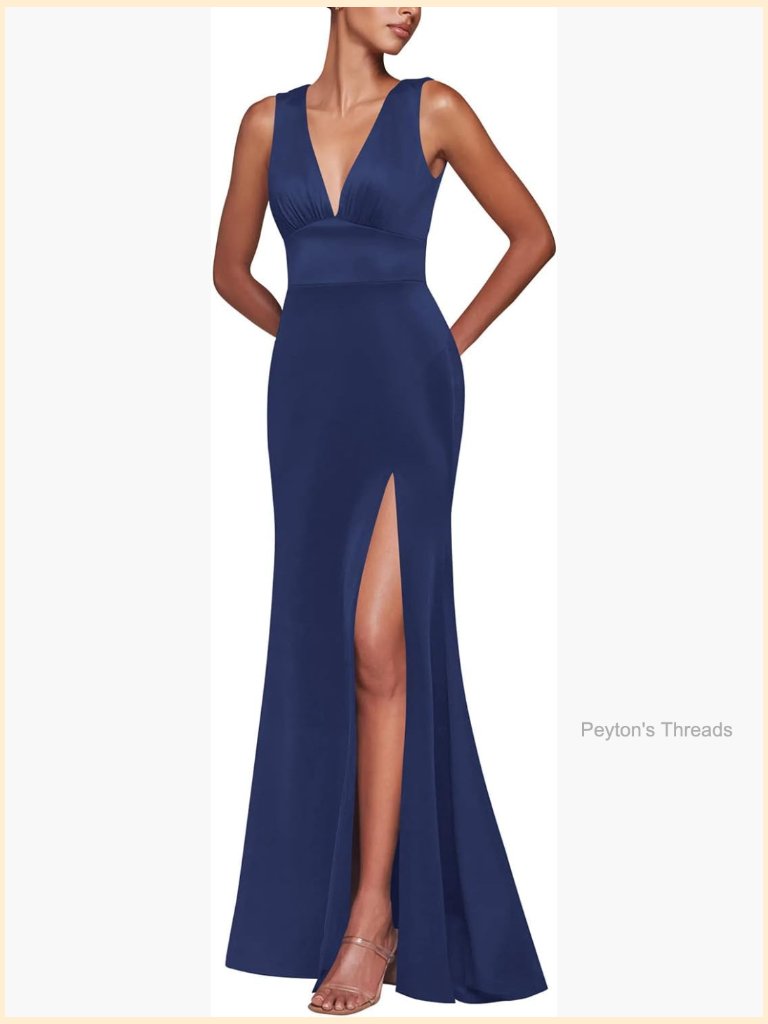 Sexy Deep V Neck Sleeveless Open Back High Split Formal Cocktail Party Maxi